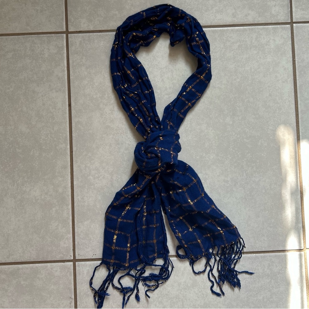 Jonas Brothers Blue and Gold Checkered Scarf - Picture 6 of 6